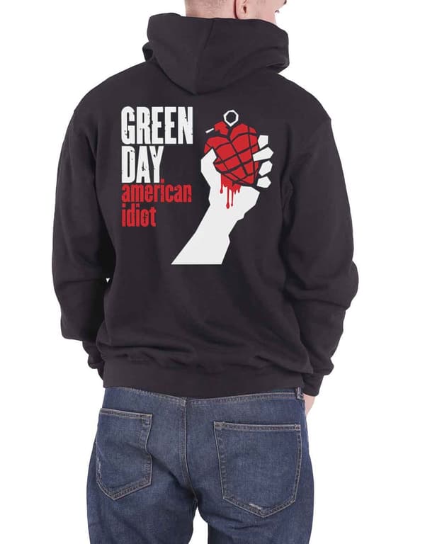 Green Day Hoodie American Idiot Band Logo Official Mens Black Zipped