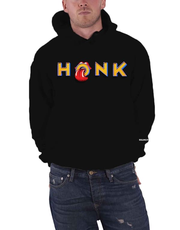 The Rolling Stones Hoodie Honk Letters Band Logo Official Mens Black Pullover XXL