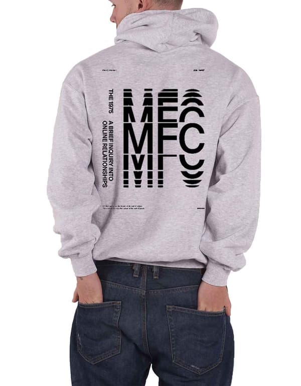 The 1975 Hoodie A Brief Inquiry MFC Band Logo Official Mens Grey Pullover