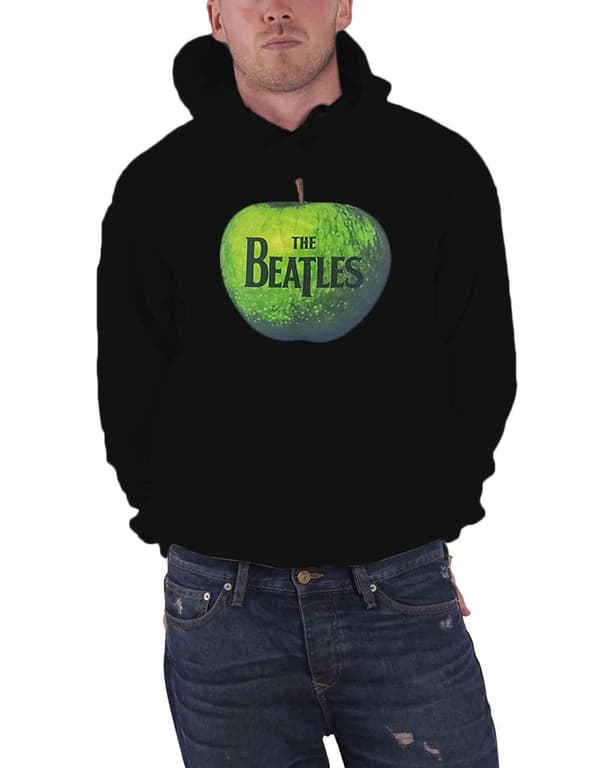 The Beatles Apple Logo Official Mens Black Pullover Hoodie