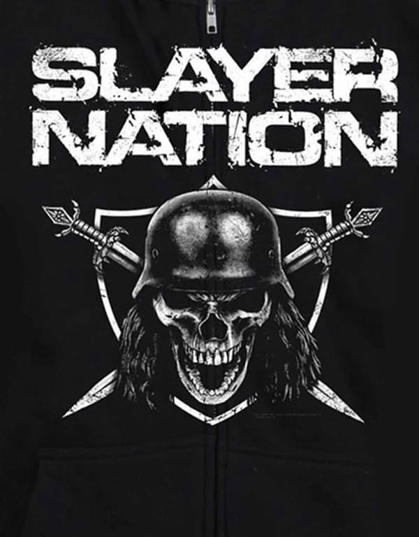 Official Mens Slayer Hoodie Skull Shield Nation Band Logo Black Zipped