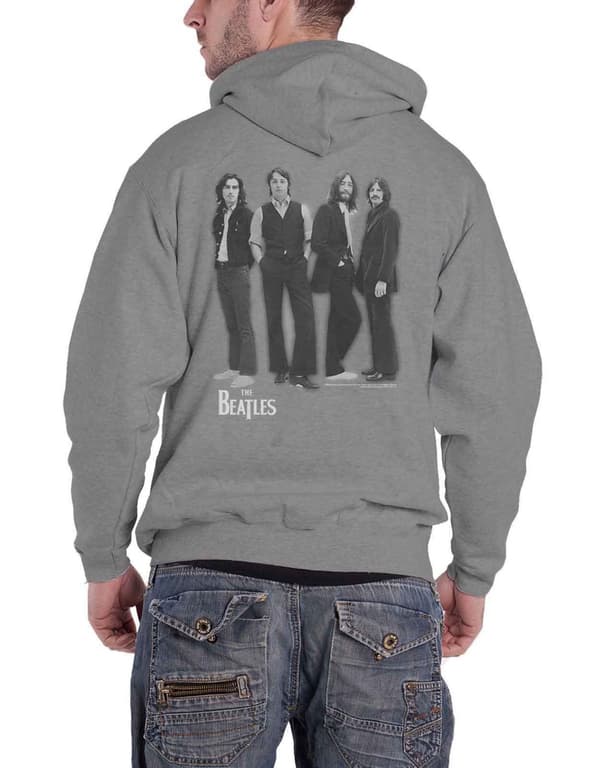 The Beatles White Album logo band Official Mens grey Zipped Hoodie