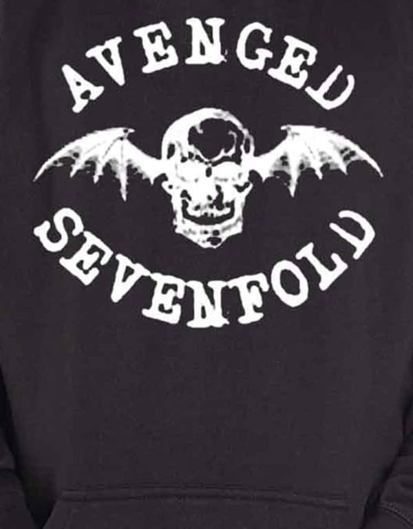 Avenged Sevenfold Hoodie Bat Skull Band Logo Official Mens Black Pullover