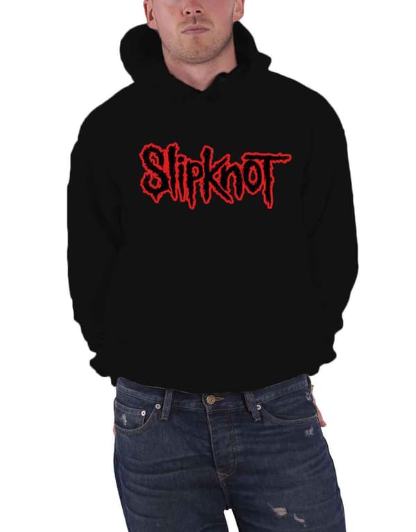 Slipknot band Logo gray chapter Official Black Pullover Hoodie Black XXL