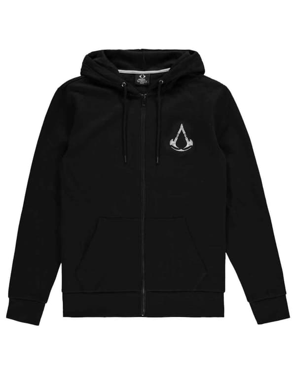 Assassins Creed Valhalla Hoodie Crest Banner Official Mens Black Zipped