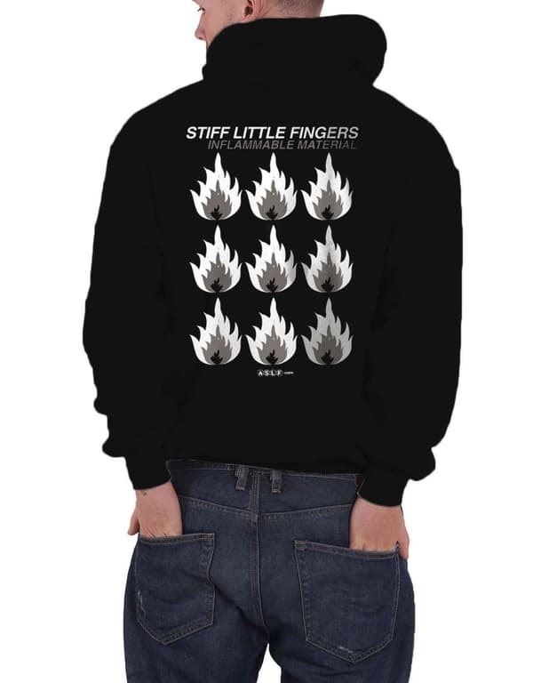 Stiff Little Fingers Hoodie Inflammable Material Logo Official Mens Pullover