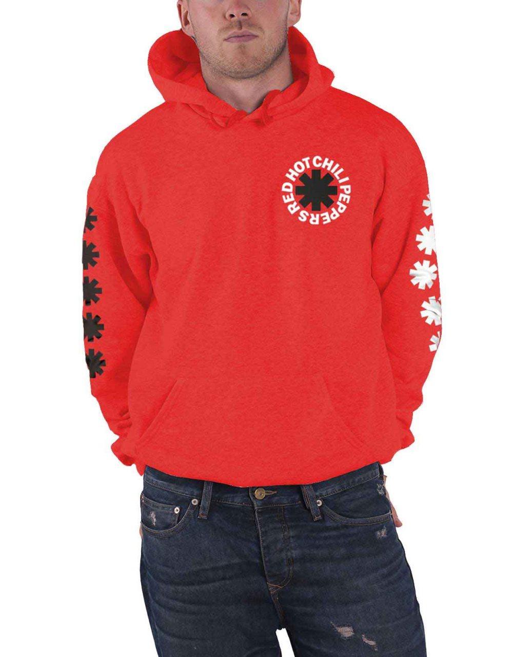 Red Hot Chili Peppers Hoodie Classic Asterisk Logo Official Mens Red Pullover