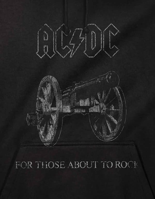 AC/DC Hoodie For Those About To Rock band logo Official Mens Black Pullover