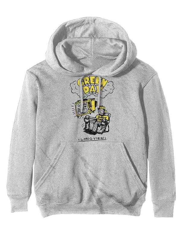 Green Day Hoodie Longview Doodle Band Logo Official Off White Pullover Unisex