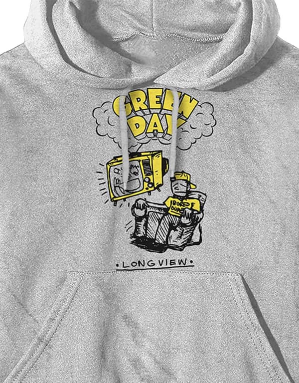 Green Day Hoodie Longview Doodle Band Logo Official Off White Pullover Unisex
