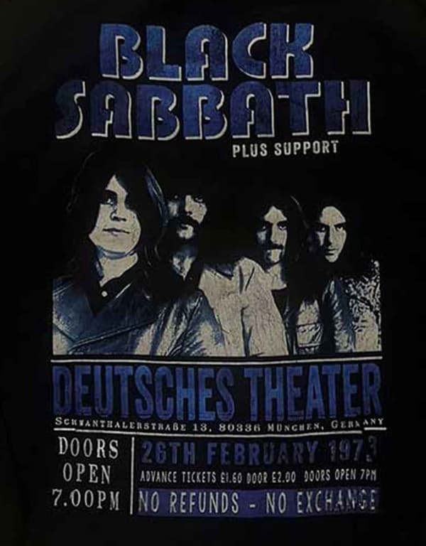 Black Sabbath Hoodie Deutsches 1973 Band Logo Official Mens Black Pullover