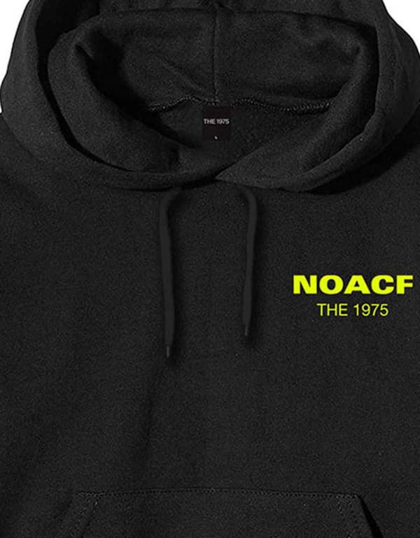 The 1975 Hoodie NOACF Back Print Band Logo Official Mens Black Pullover