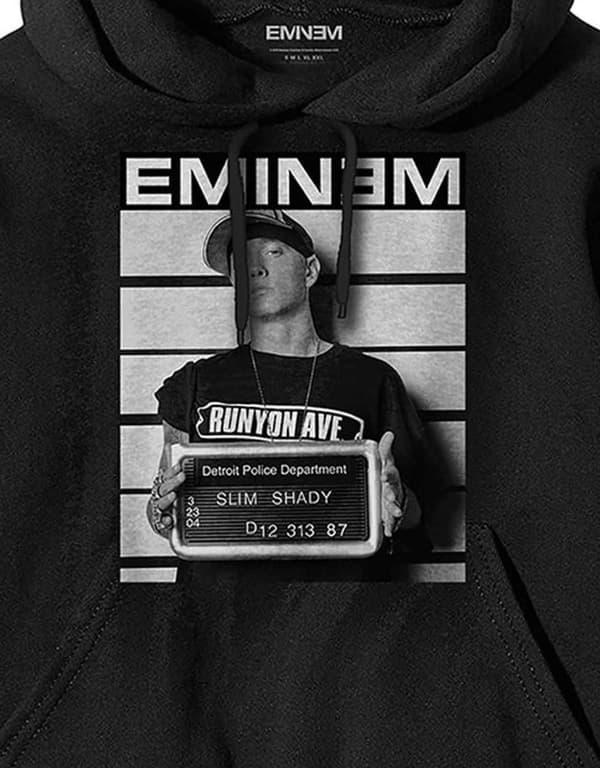Eminem Hoodie Arrest Logo Slim Shady Official Mens Black Pullover