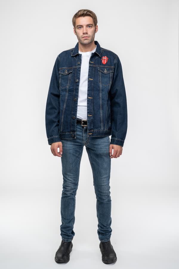 The Rolling Stones Denim Jacket Classic Tongue Band Logo Official Unisex