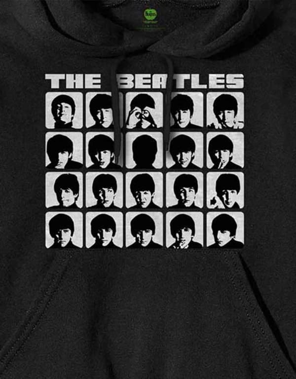 The Beatles Hoodie Hard Days Night Faces Mono Official Mens Black Pullover