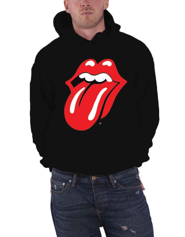 The Rolling Stones Hoodie Classic Tongue Logo Official Mens Black Pullover