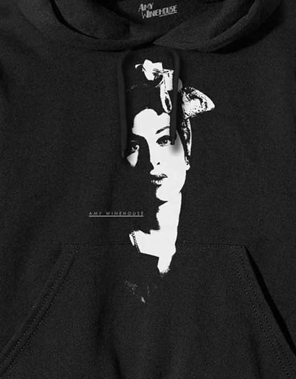 Amy Winehouse Hoodie Scarf Portrait Logo Official Black Pullover