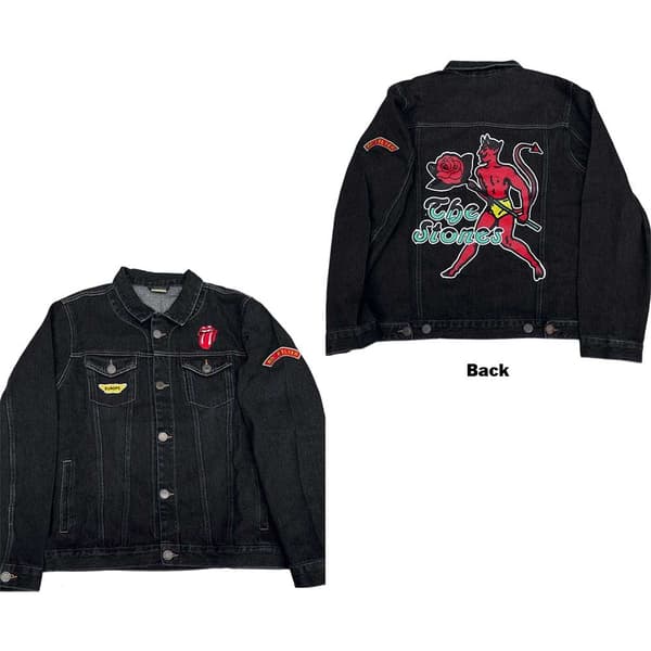 The Rolling Stones Unisex Denim Jacket: Sympathy (Back & Sleeve Print) (Medium)