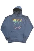 Miniatyrbild 1 av 3: Nirvana Hoodie Sorbet Ray Smile Band Logo Official Unisex Turquoise Pullover