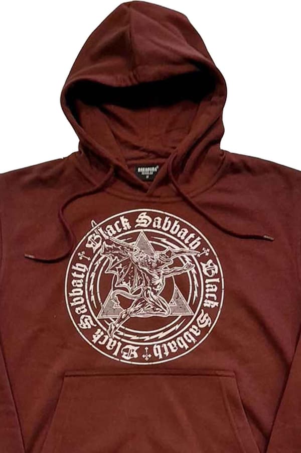 Black Sabbath Hoodie Henry Pyramid Emblem Logo Official Unisex Brown Pullover