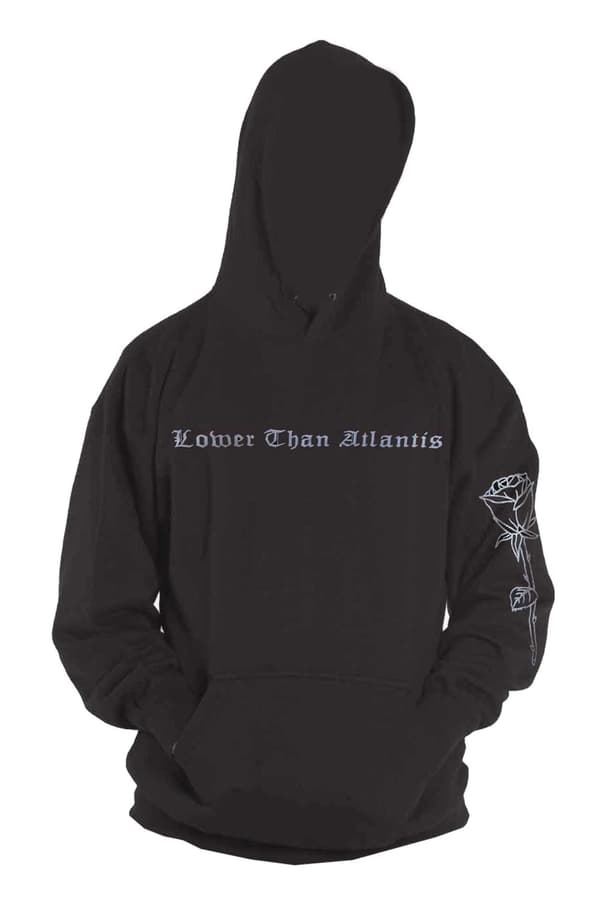 Lower than Atlantis Hoodie Roses Band Logo Official Unisex Black Pullover
