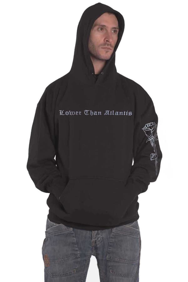Lower than Atlantis Hoodie Roses Band Logo Official Unisex Black Pullover