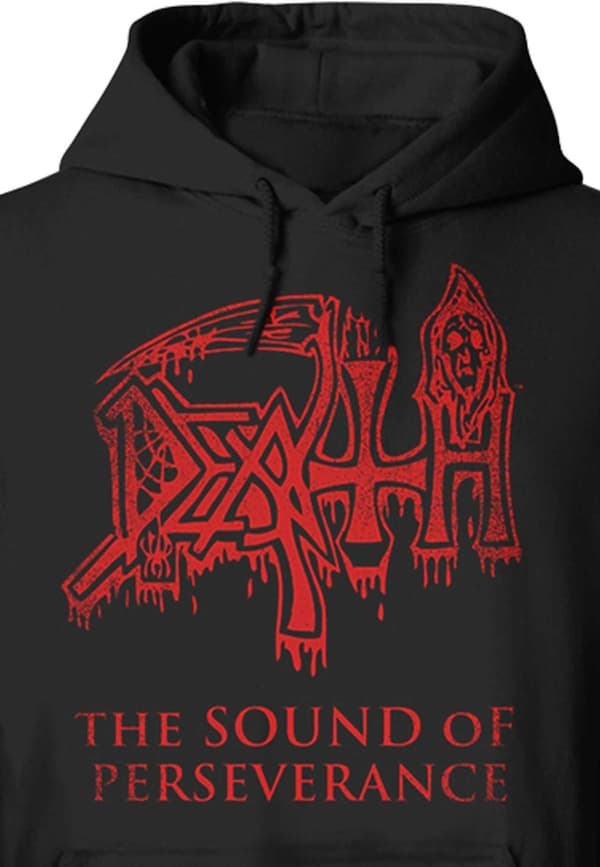 Death Hoodie The Sound Of Perseverance Band Logo Official Mens Black Pullover