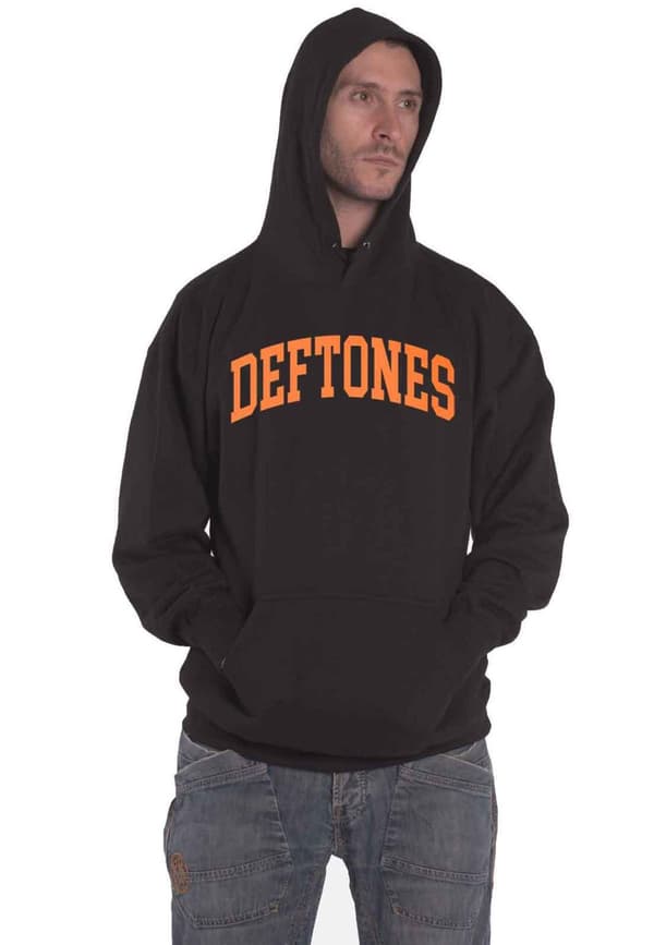 Deftones Hoodie College band Logo Official Mens Black Pullover