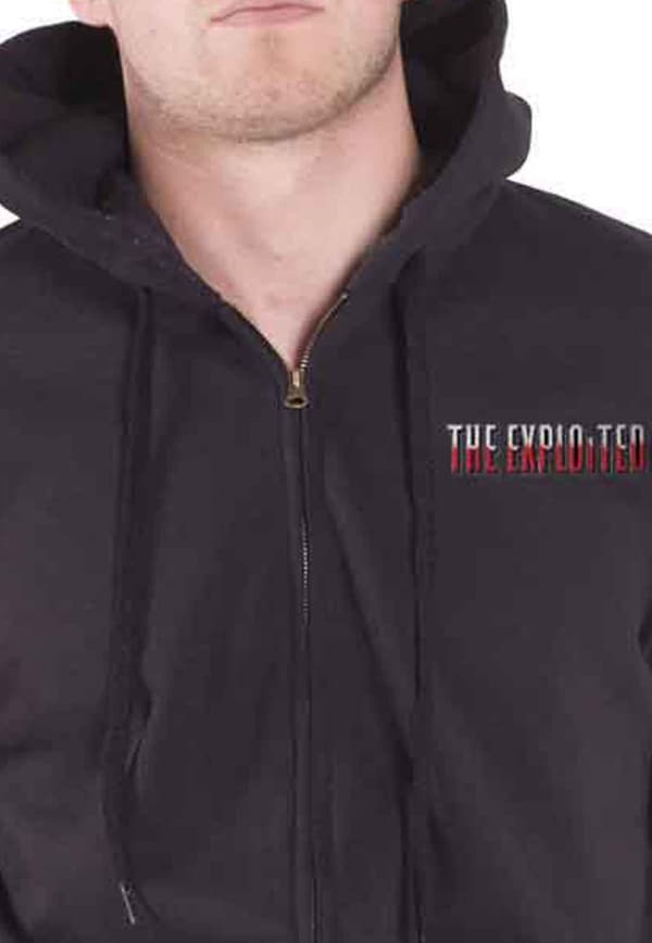 The Exploited Hoodie Barmy Army Band Logo Official Mens Black Zipped