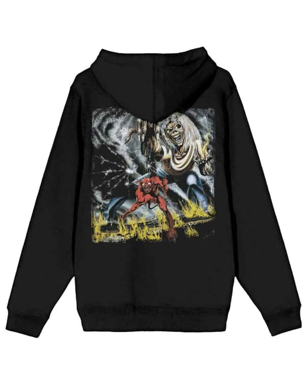 Iron Maiden Hoodie Number of the Beast Vintage Logo Faded Edge Album Mens