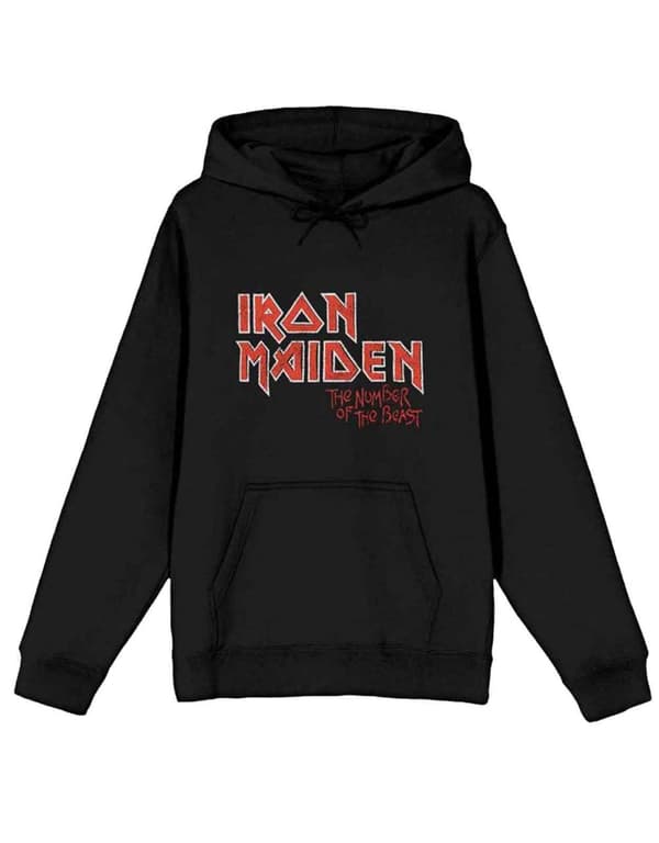 Iron Maiden Hoodie Number of the Beast Vintage Logo Faded Edge Album Mens