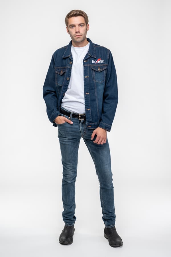 David Bowie Denim Jacket Flash Logo Aladdin Sane Official Unisex Denim Blue