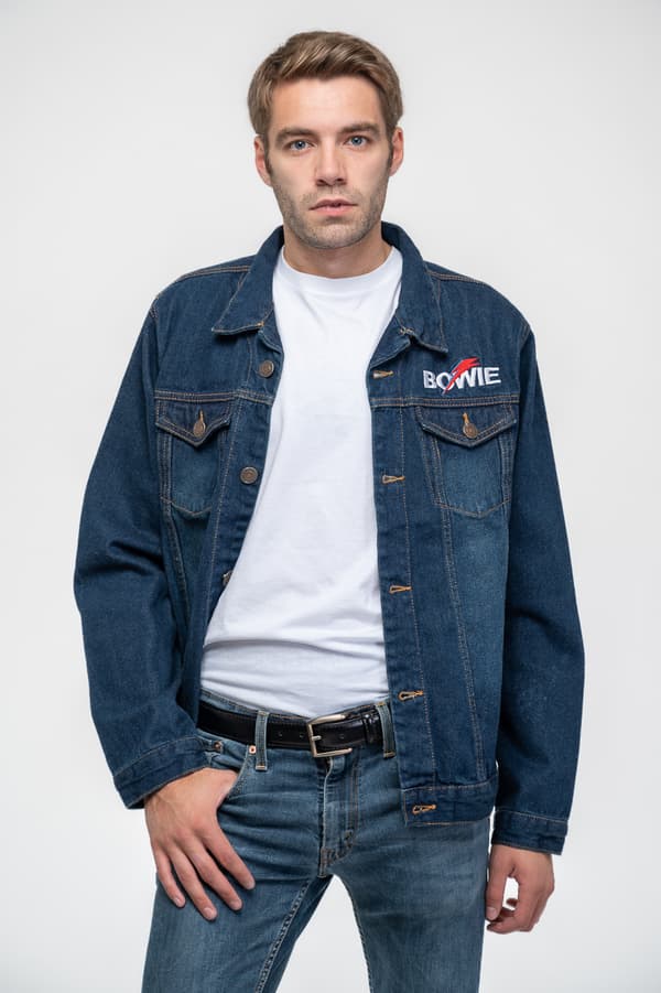 David Bowie Denim Jacket Flash Logo Aladdin Sane Official Unisex Denim Blue