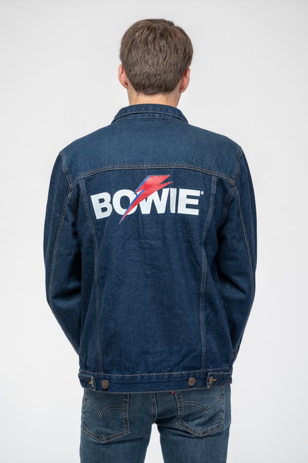 David Bowie Denim Jacket Flash Logo Aladdin Sane Official Unisex Denim Blue