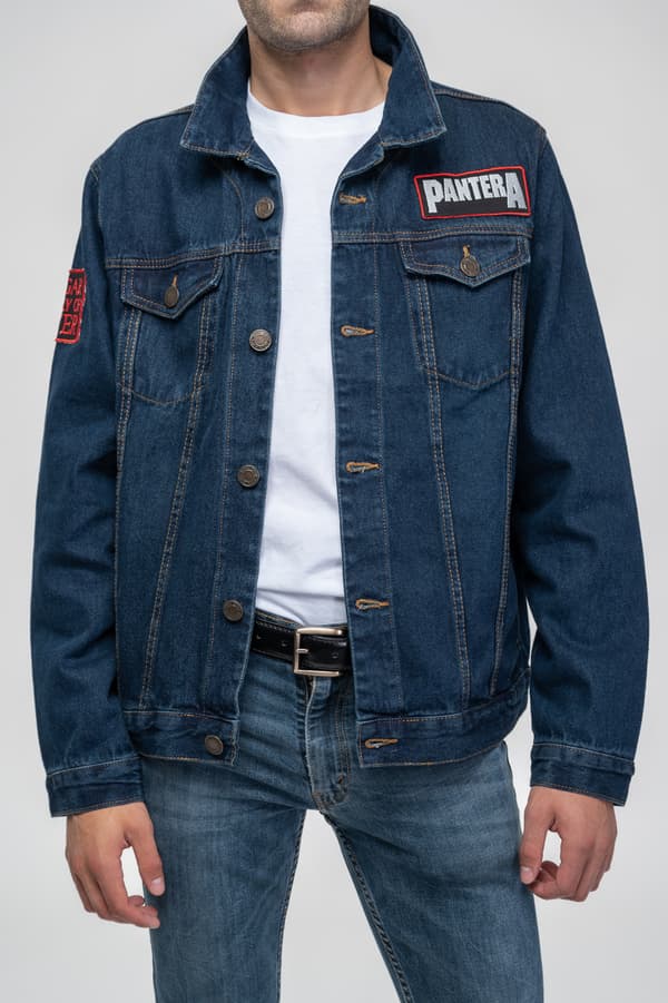 Pantera Denim Jacket Vulgar Display of Power Band Logo Official Unisex Blue