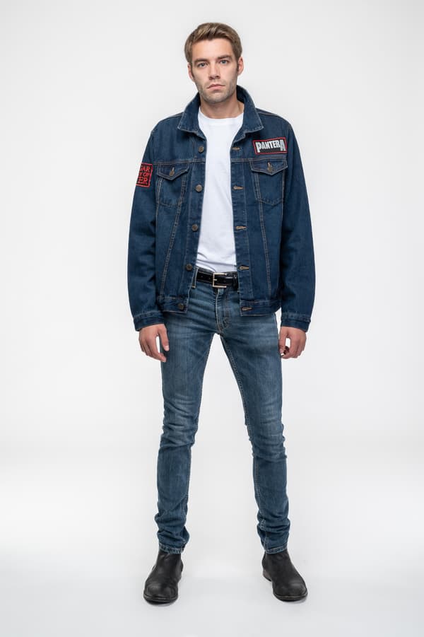 Pantera Denim Jacket Vulgar Display of Power Band Logo Official Unisex Blue