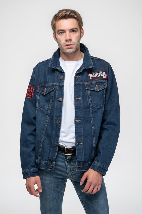 Pantera Denim Jacket Vulgar Display of Power Band Logo Official Unisex Blue