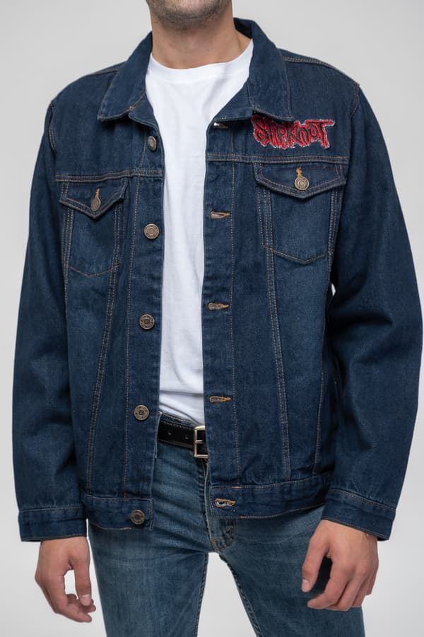 Slipknot Denim Jacket Tribal Band Logo The end so far Official Unisex Blue