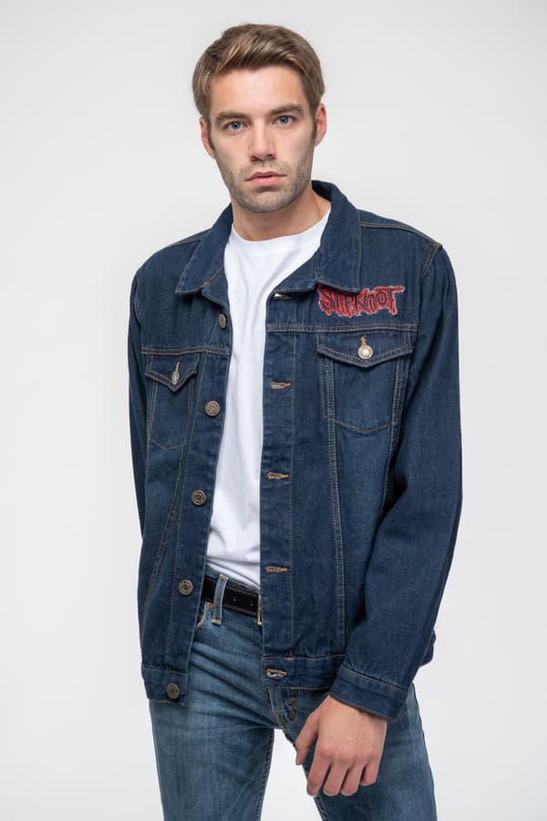 Slipknot Denim Jacket Tribal Band Logo The end so far Official Unisex Blue