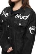 Miniatyrbild 3 av 4: Yungblud Denim Jacket Be Fookin Happy Logo Official Unisex Black