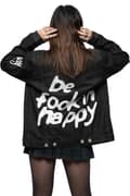 Miniatyrbild 2 av 2: Yungblud Denim Jacket Be Fookin Happy Logo Official Unisex Black
