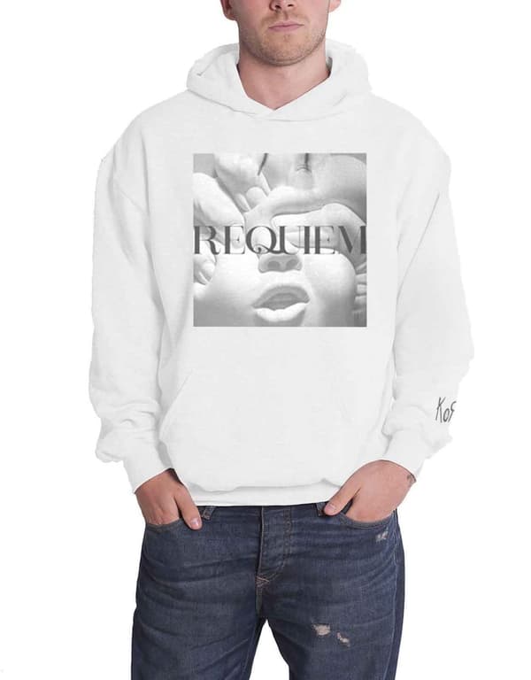 Korn Hoodie Requiem Band Logo Official Mens White Pullover X-Large