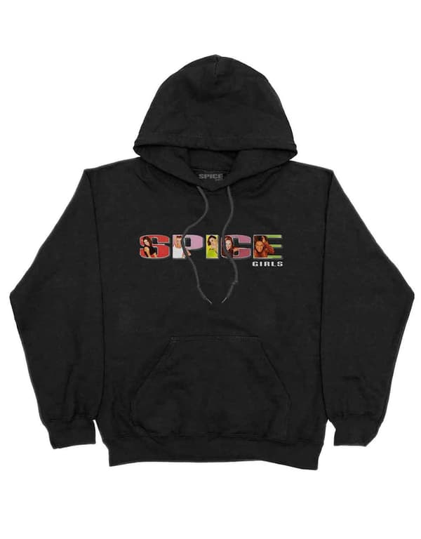 The Spice Girls Hoodie Spice Band Logo Official Mens Black Pullover
