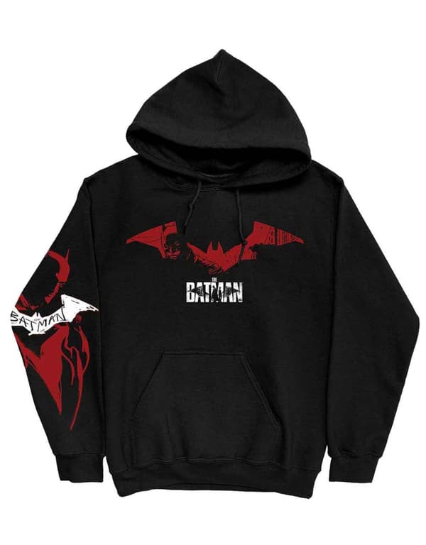 DC Comics Hoodie The Batman Logo Sketch Official Mens Black Pullover M