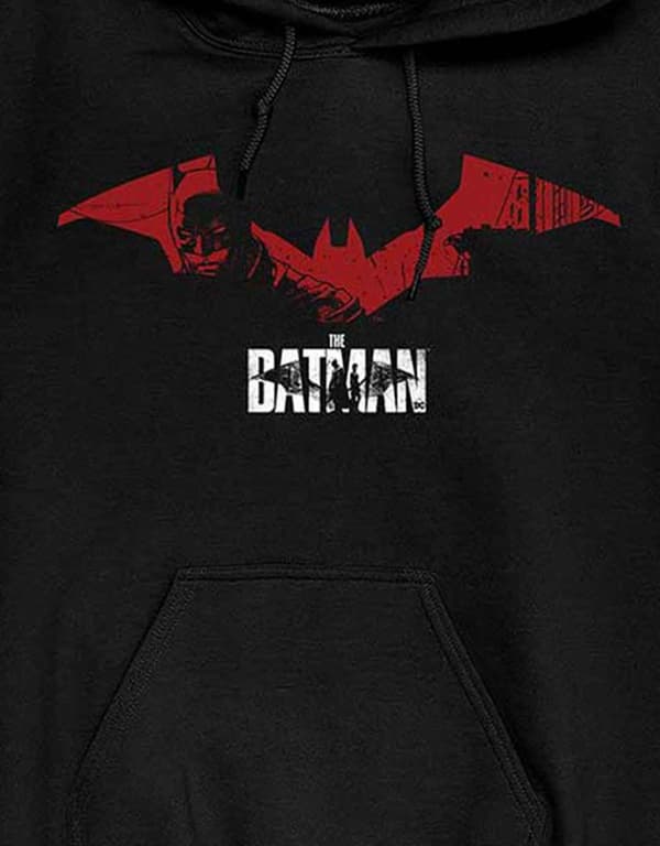 DC Comics Hoodie The Batman Logo Sketch Official Mens Black Pullover L