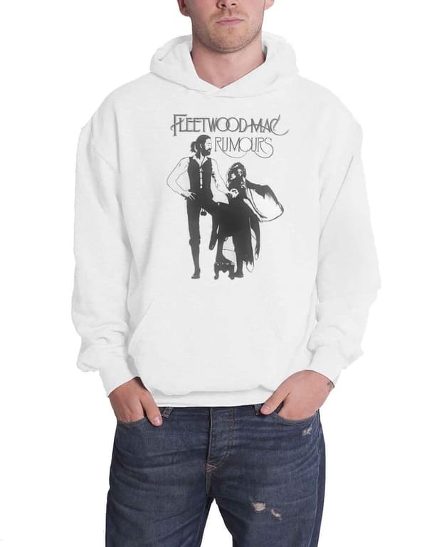 Fleetwood Mac Hoodie Rumours Band Logo Official Mens White Pullover