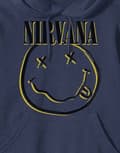 Miniatyrbild 2 av 4: Nirvana Hoodie Inverse Smile Band Logo Official Mens Navy Blue Pullover