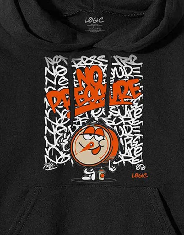 Logic Hoodie Gauge Logo Official Mens Black Pullover