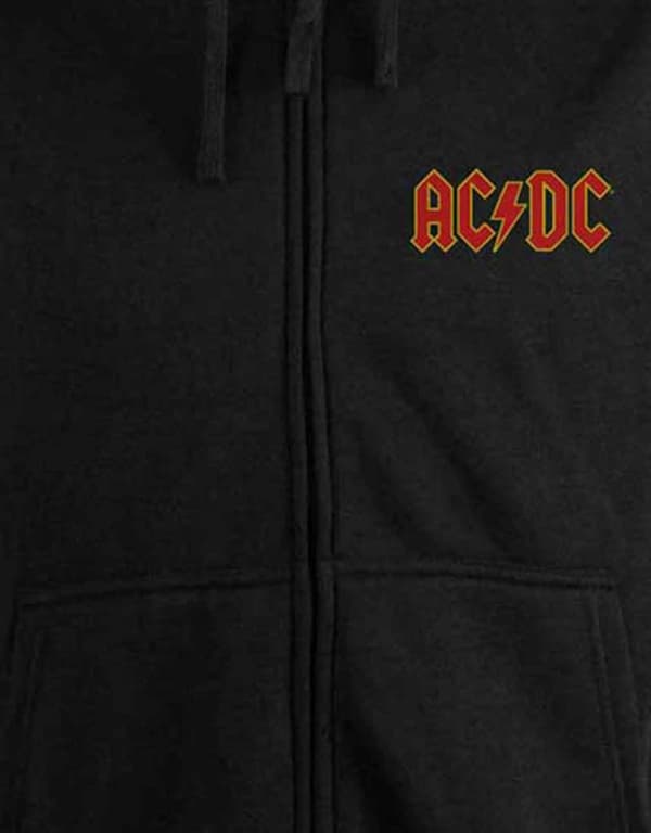 AC/DC Hoodie Classic Band Logo Highway To Hell Official Mens Black Zipped