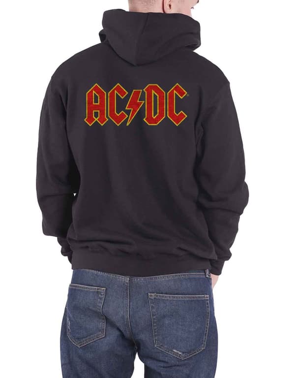 AC/DC Hoodie Classic Band Logo Highway To Hell Official Mens Black Zipped